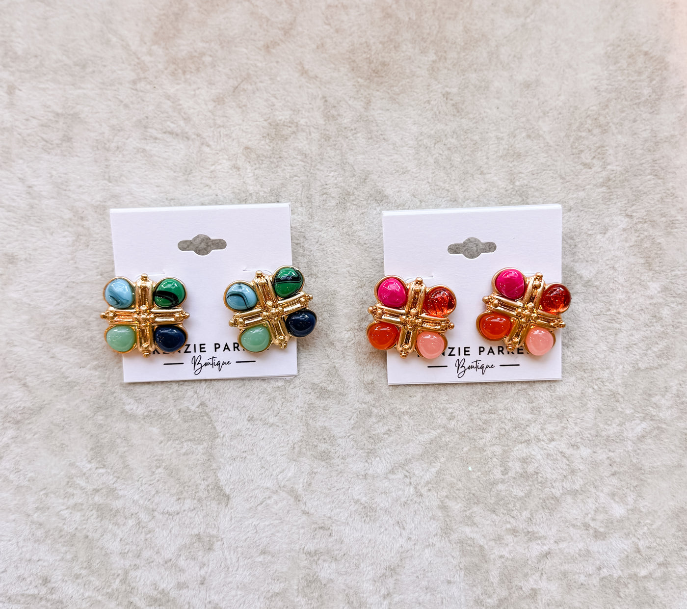 Harper Vintage Cross Stone Studs