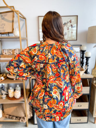 Navy Fileah Top