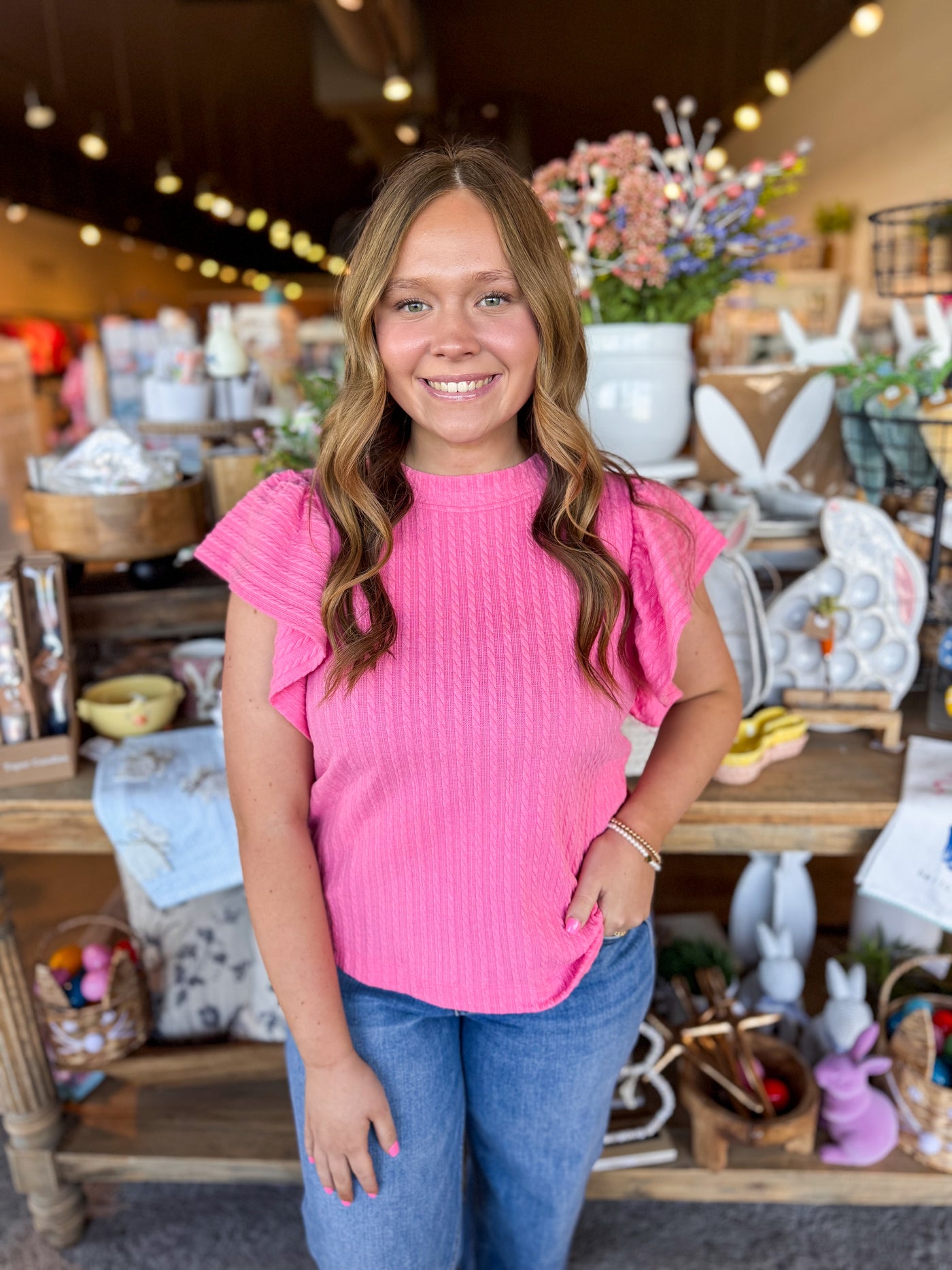 Pink Kassidy Ruffle Sleeve Top