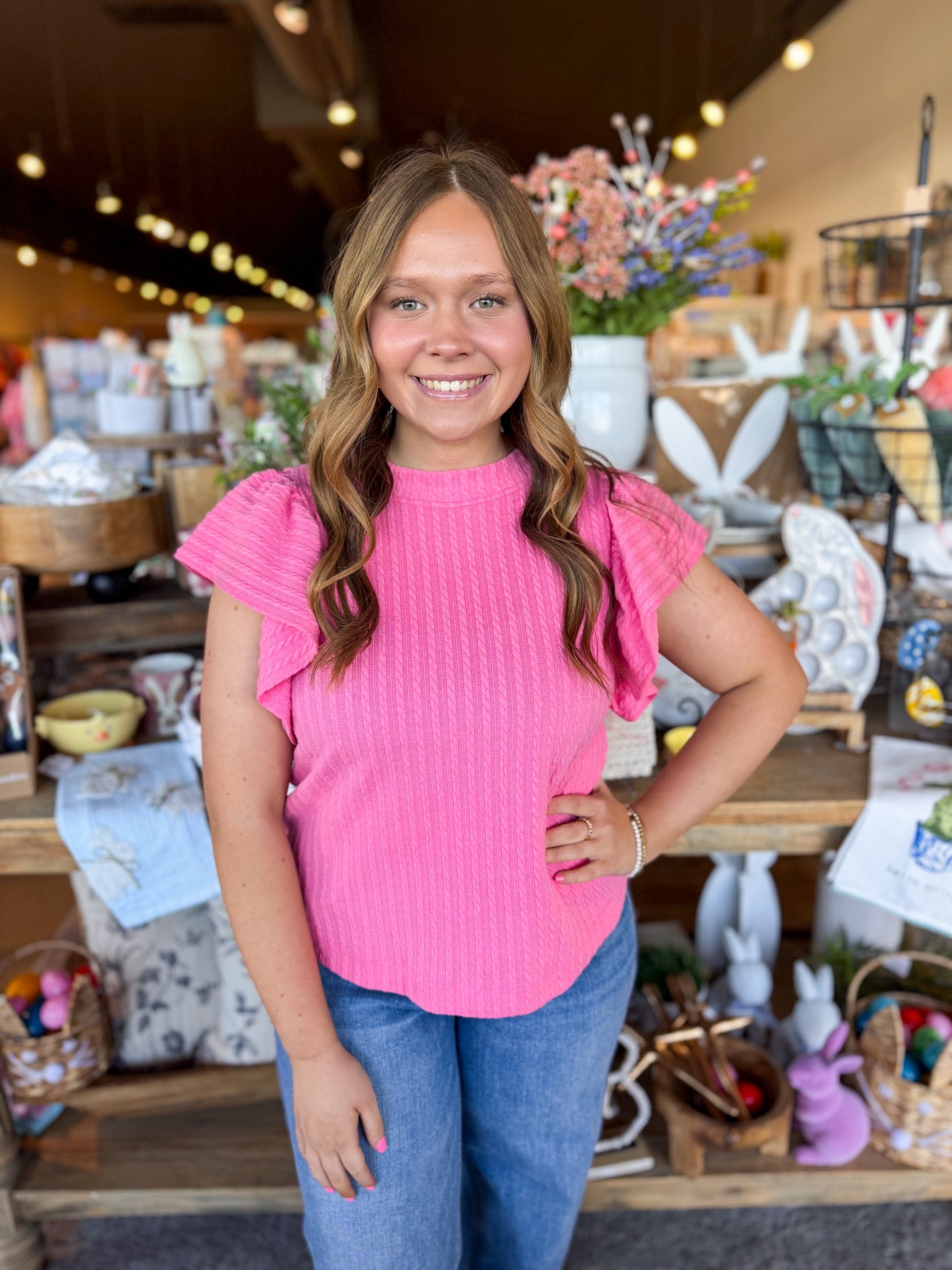 Pink Kassidy Ruffle Sleeve Top