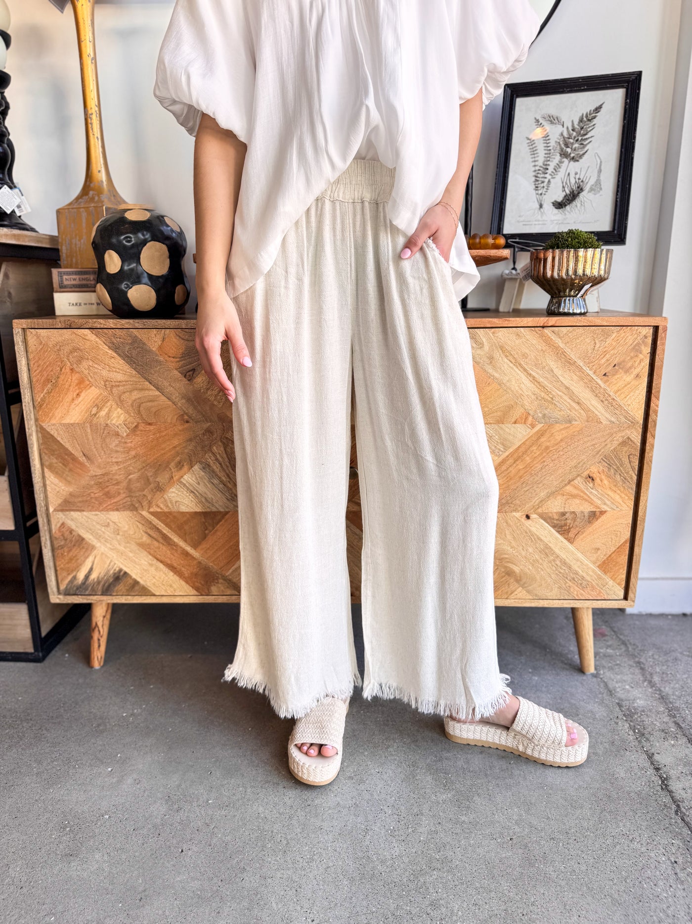 Umgee Oatmeal Wide Leg Pant