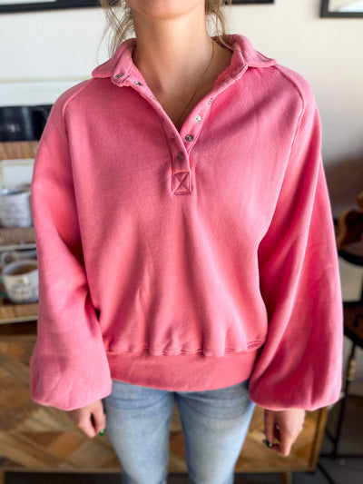 Pink Piper Snap Button Sweater
