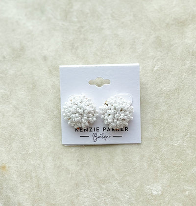 Seed Beads Pom Pom Earrings