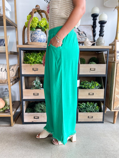 Umgee Green Wide Leg Pant