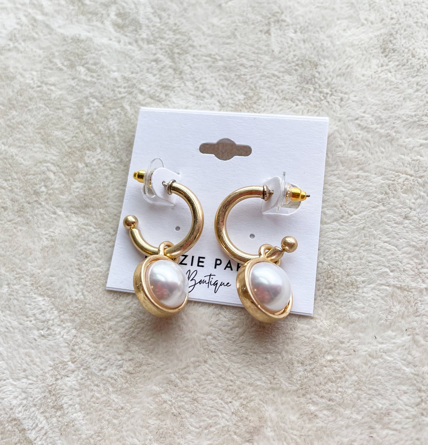 Pearl Dangle Metal Hoops