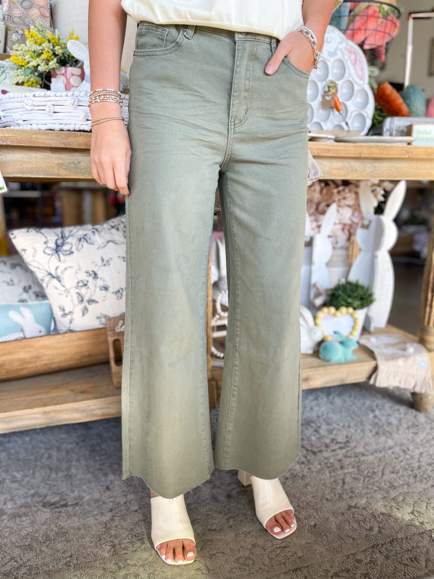 Easel Ash Olive Soft Stretch Twill Pants