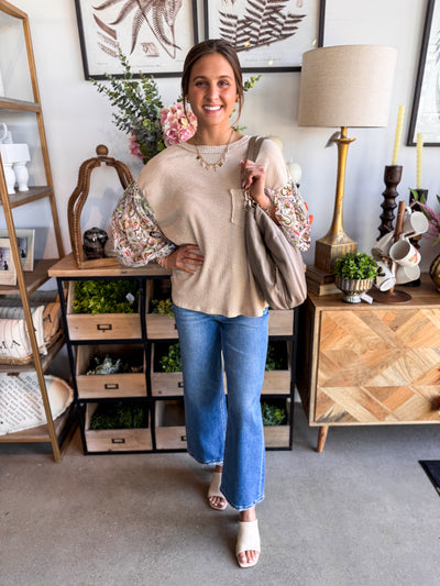 Khaki Balloon Sleeve Winona Top