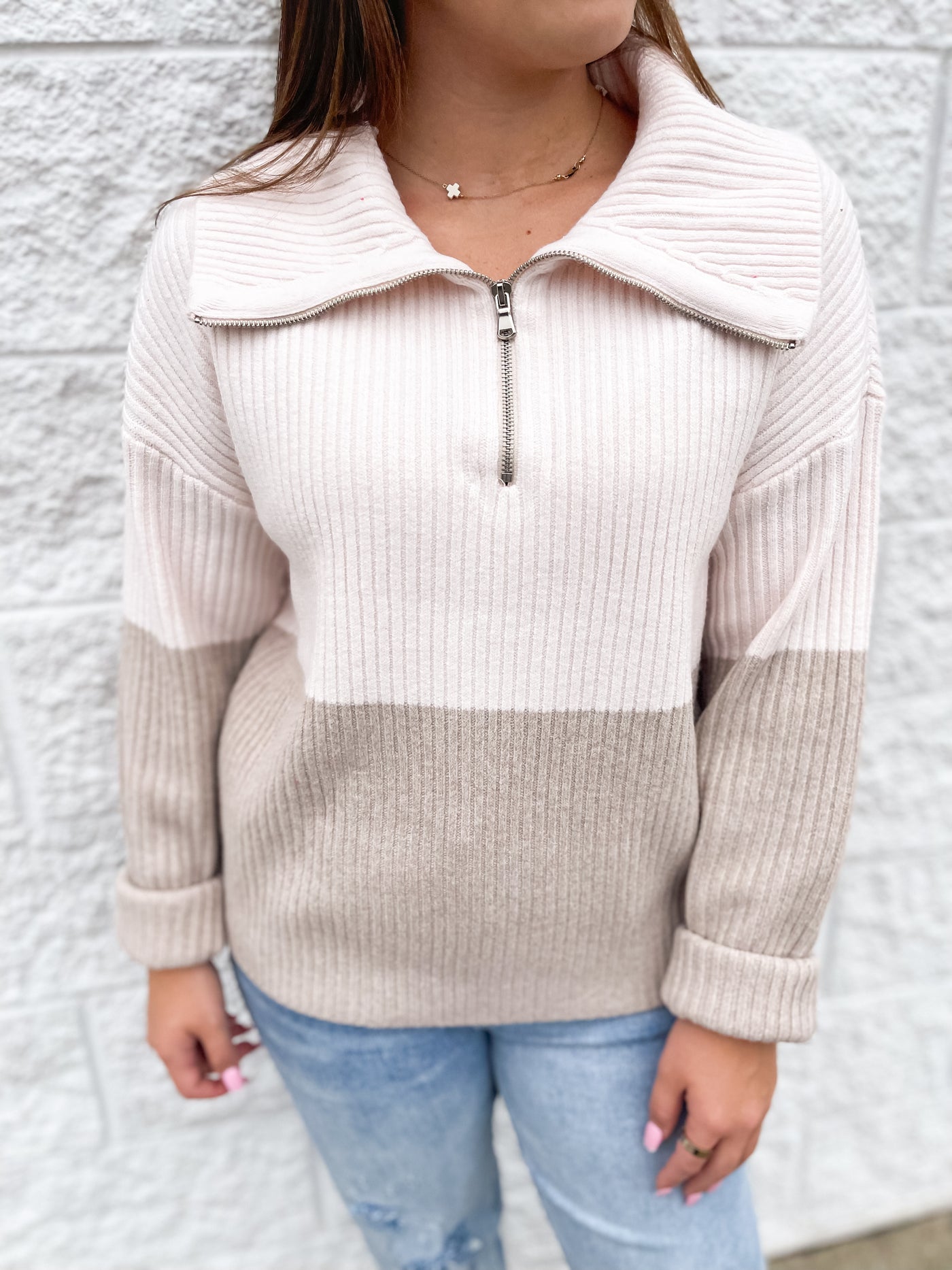 Marie Pullover Beige and Ivory