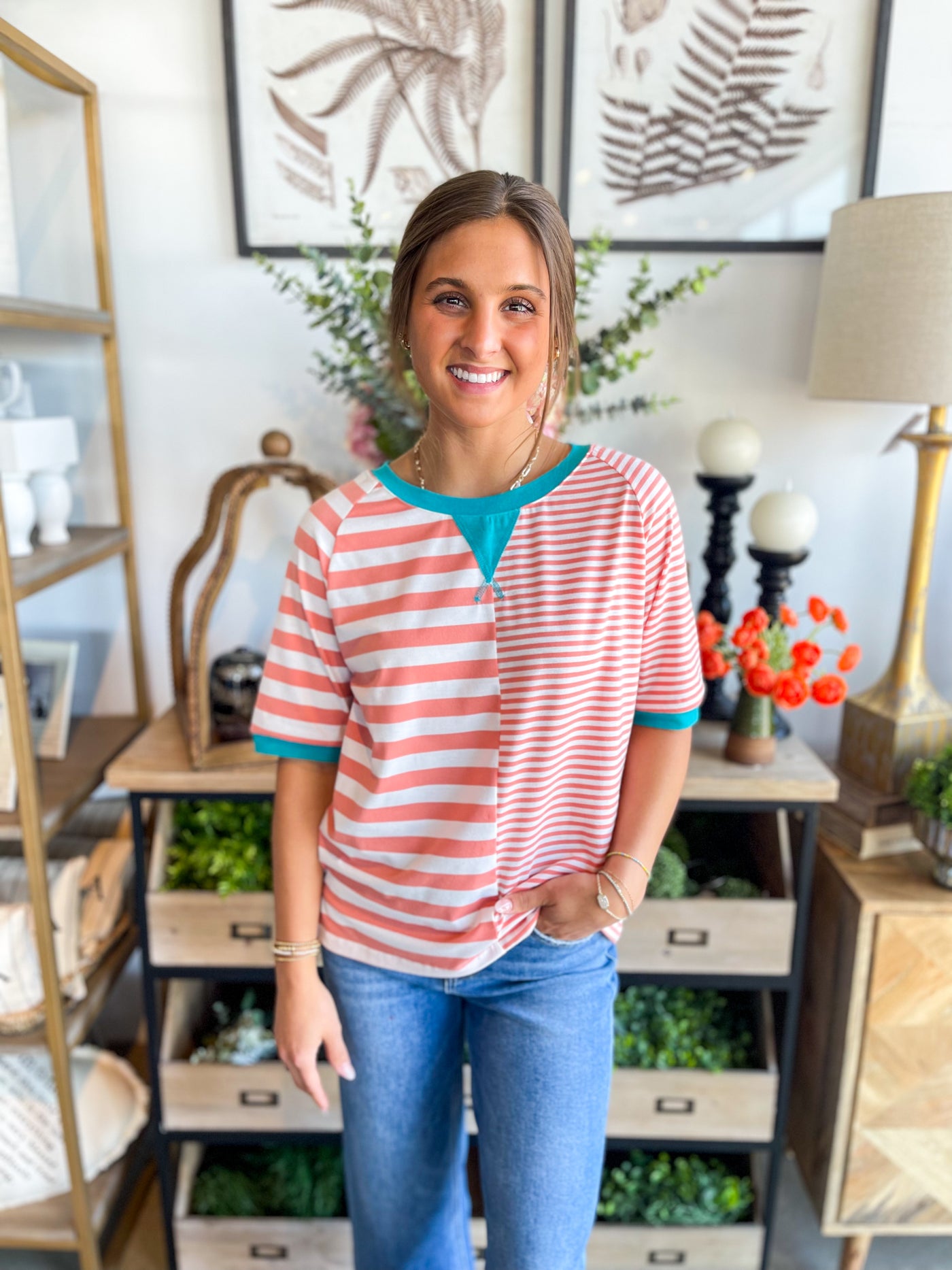 Peach Stripe Jackie Top