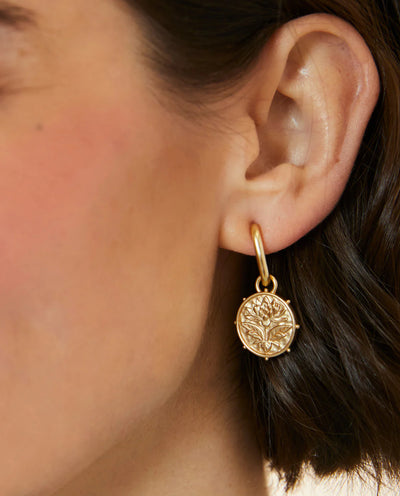 Spartina Lotus Drop Hoop Earrings Gold