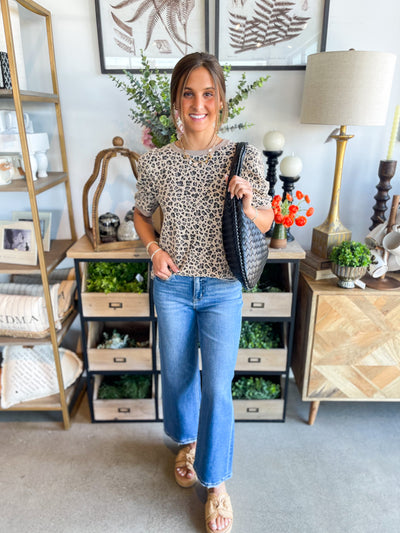 Yanali Taupe Animal Print Blouse