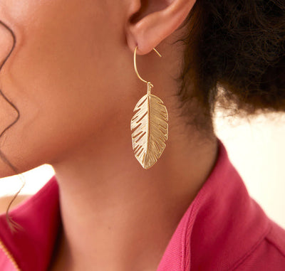 Spartina Calathea Leaf Earrings Gold