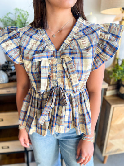 Jodifl Blue Plaid Isla Top