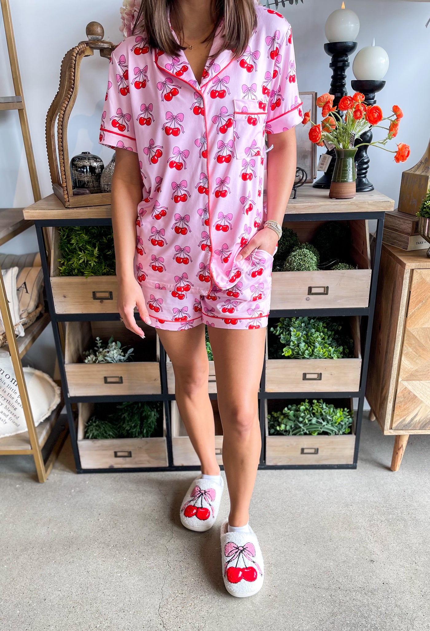 Cherry Bow Repeat Loungewear Set