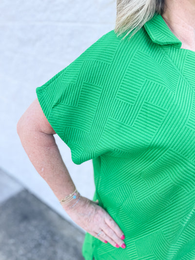 See and Be Seen Drop Shoulder Green Top