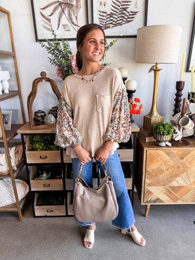 Khaki Balloon Sleeve Winona Top