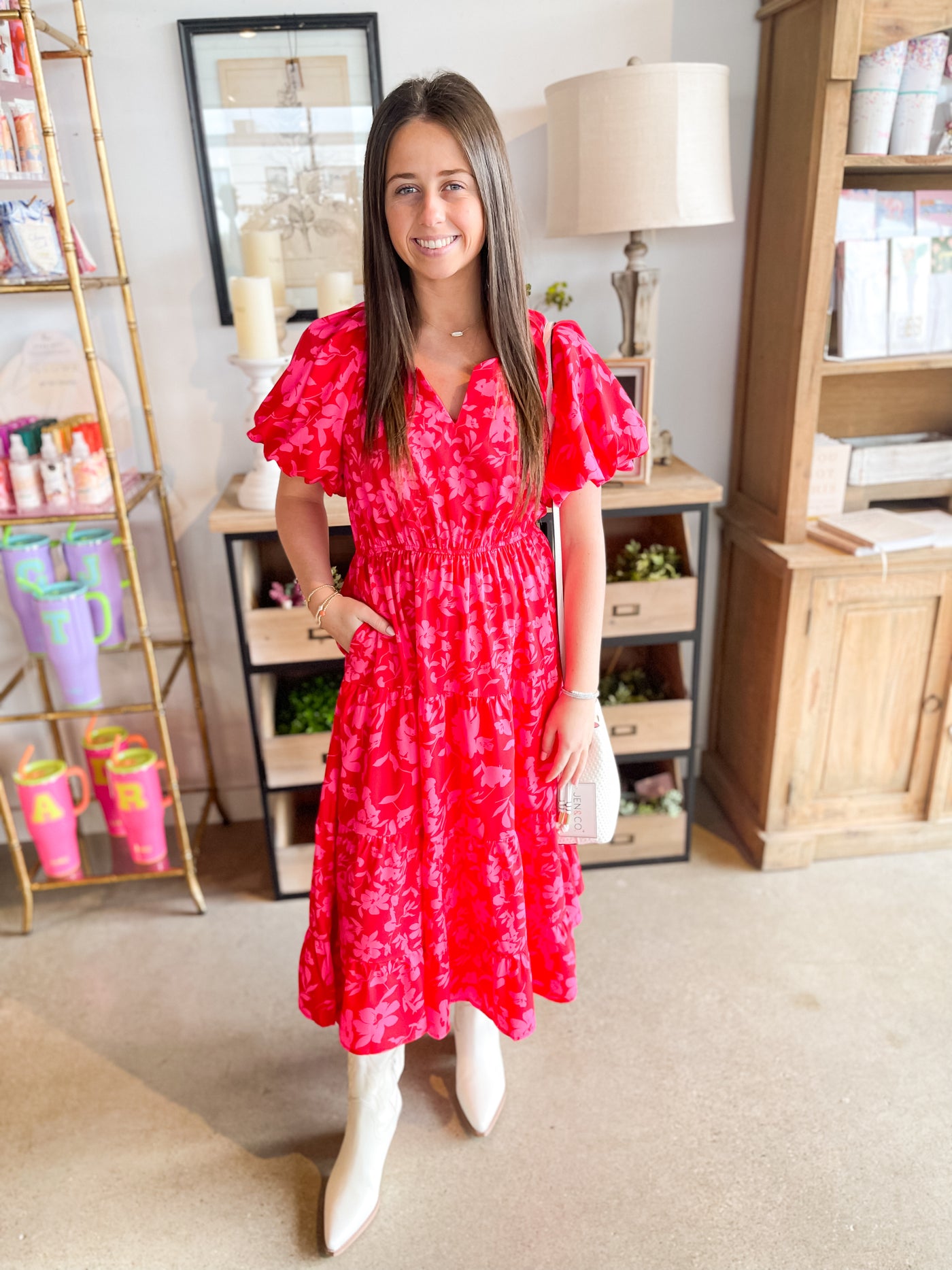 Umgee Red Mix Bethany Dress