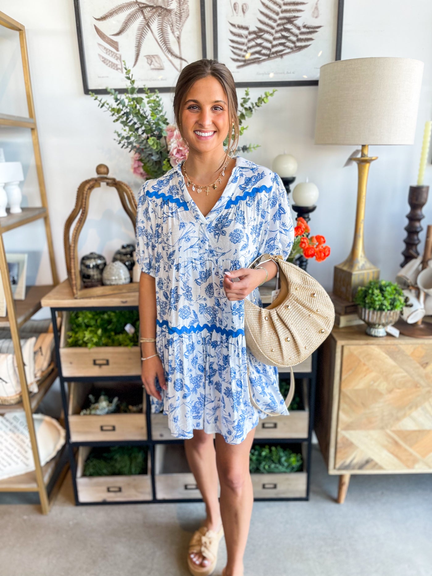 Umgee Blue Pattern Dress