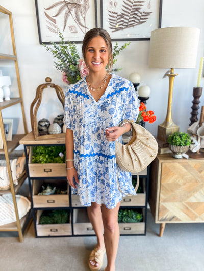 Umgee Blue Pattern Dress
