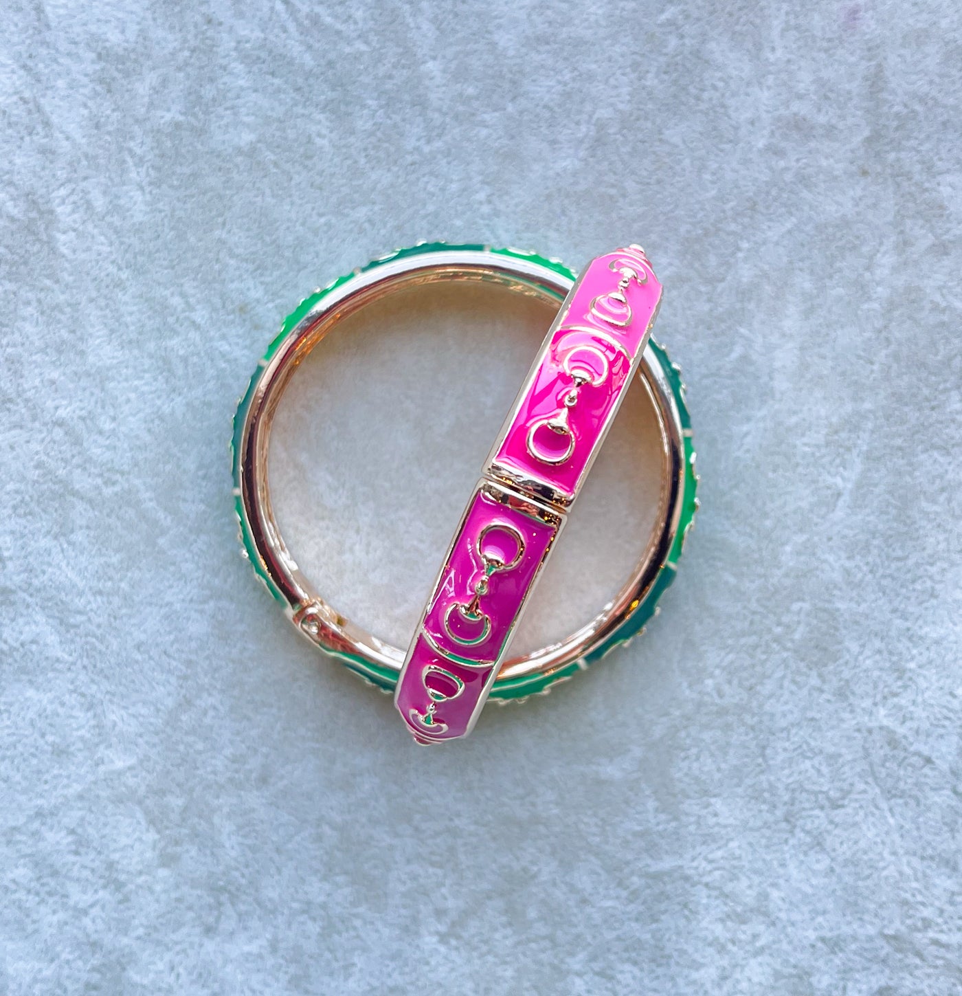 Percy Horsebit Sculpted Enamel Hinge Bangle