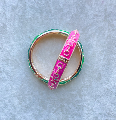 Percy Horsebit Sculpted Enamel Hinge Bangle