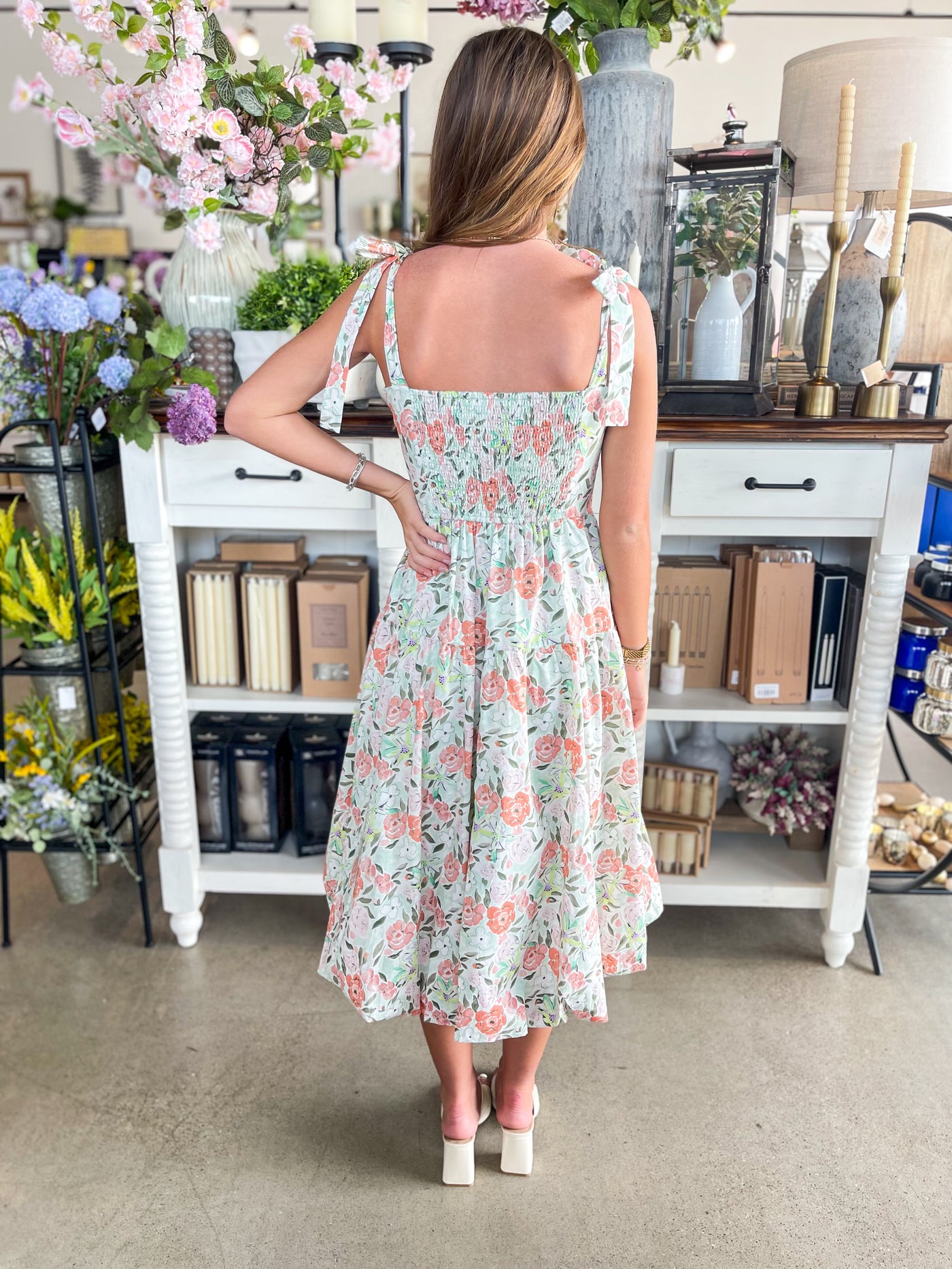 Leighton Coral Multi Floral Dress