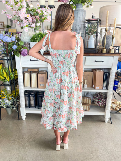 Leighton Coral Multi Floral Dress