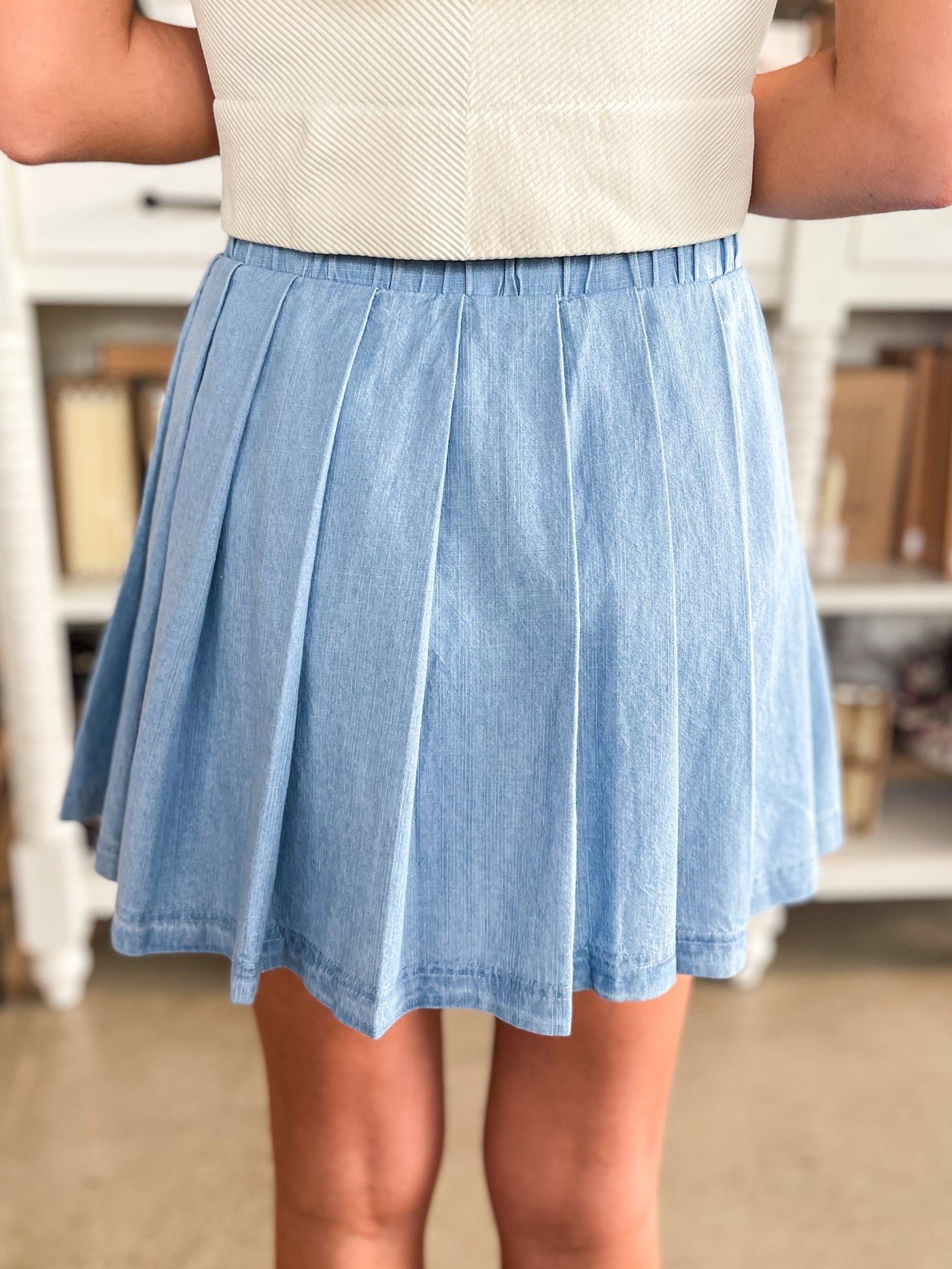 Lexi Entro Blue Denim Pleated Skort