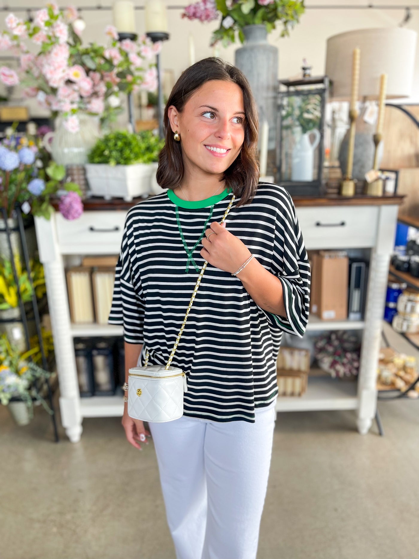 Kelly Green Trim Jodi Top