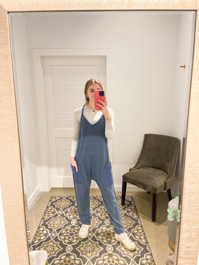 Navy Juniper French Terry Jumpsuit
