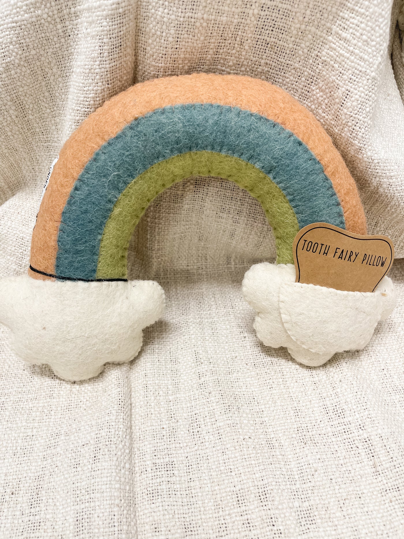 10” Wool Felt Rainbow Tooth Fairy Pillow