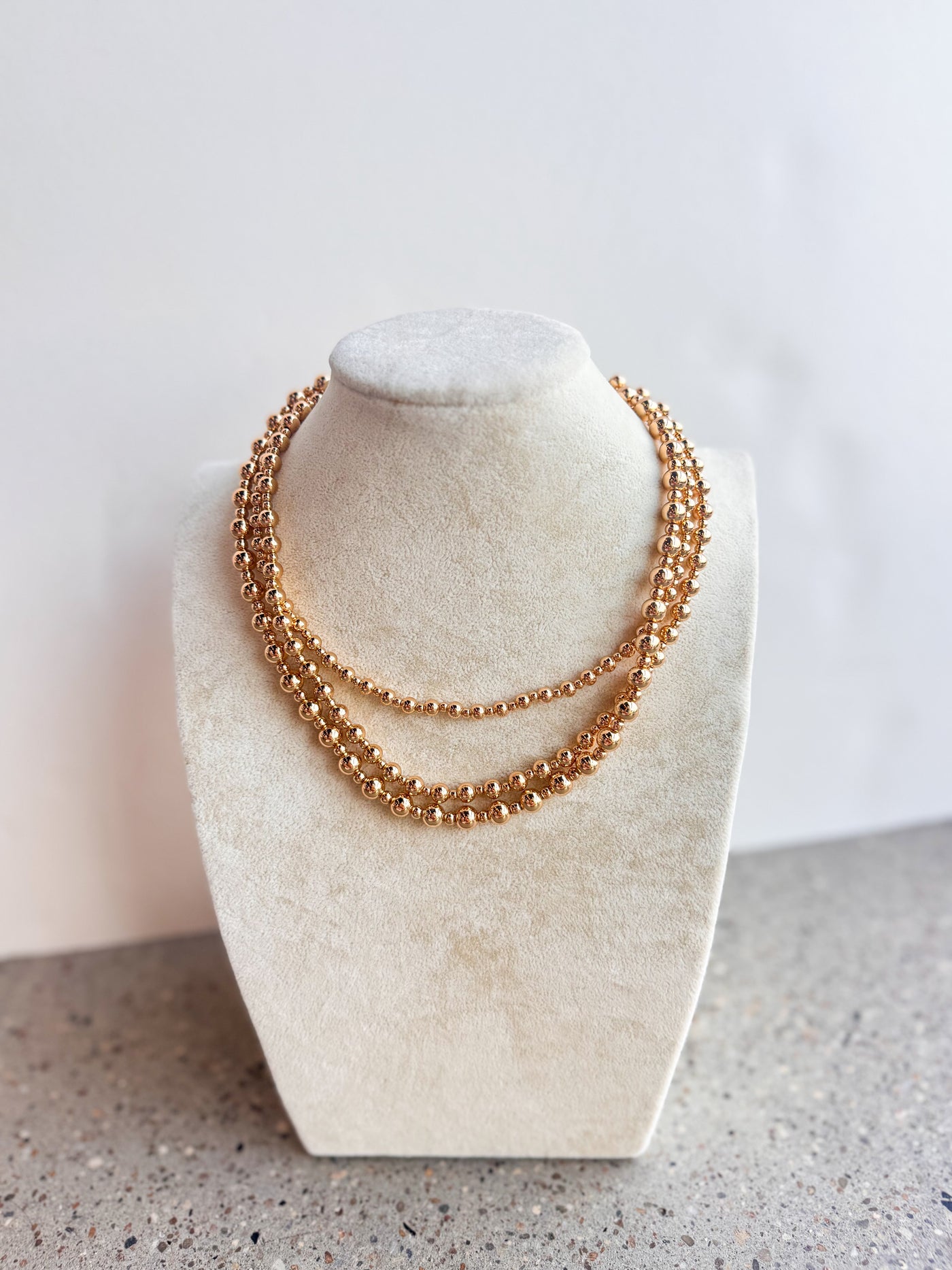 Emory 3 Row Layered Ball Bead Necklace