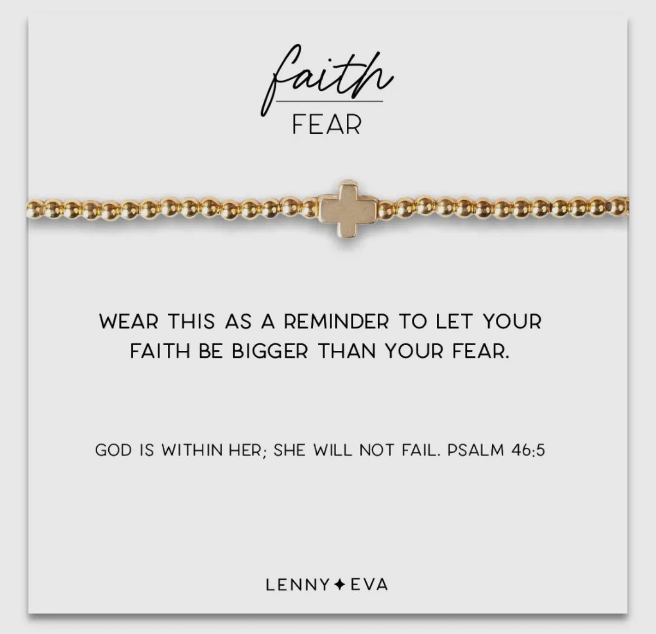 Faith Over Fear Gold Cross Bracelet
