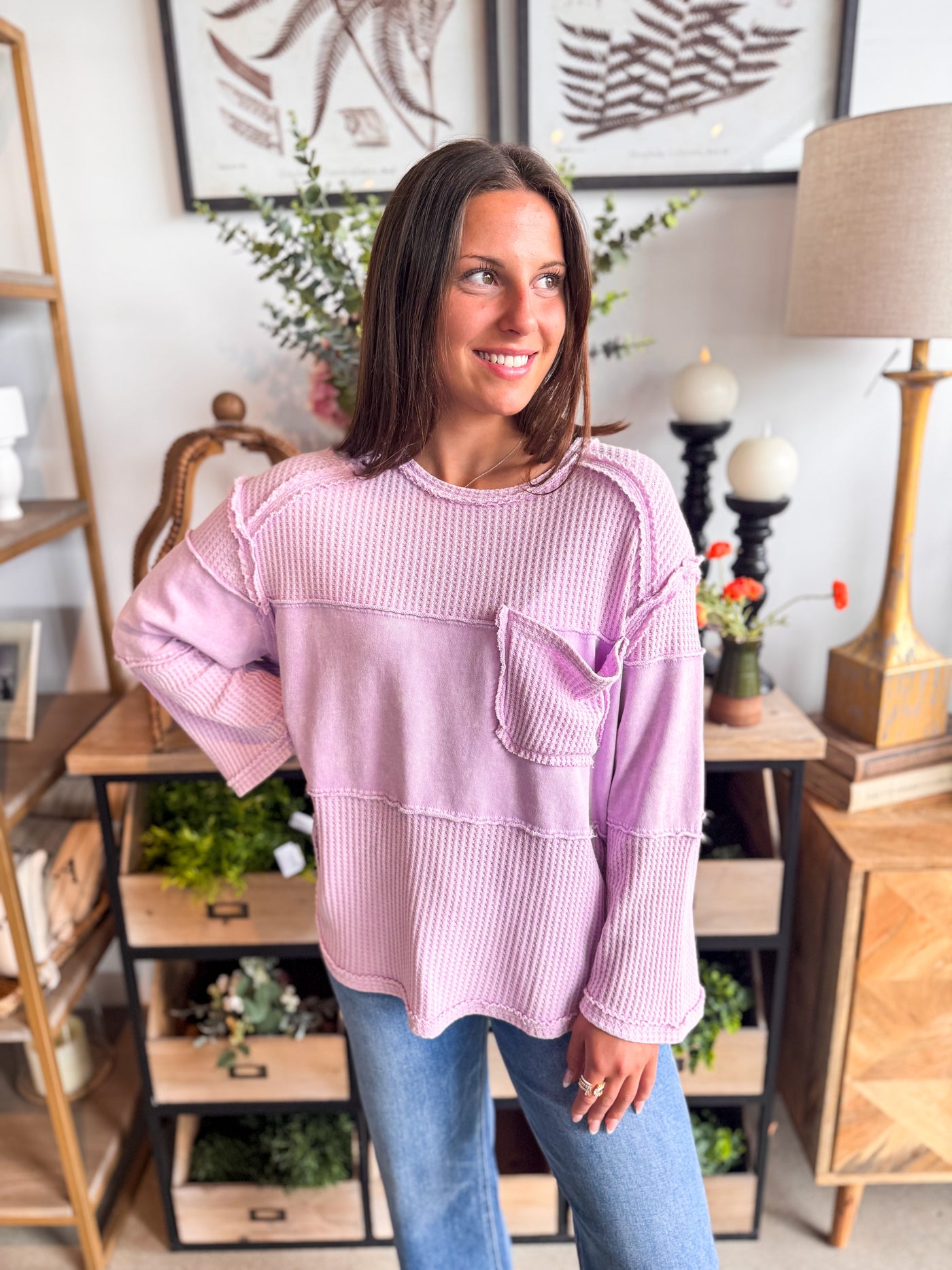 Lilac Thermal Knit Kareni Top