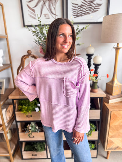 Lilac Thermal Knit Kareni Top