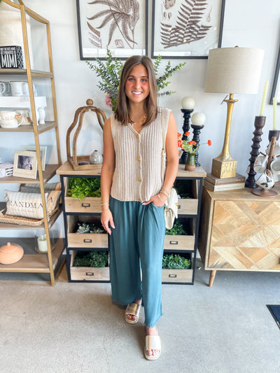 Yasmine Jodifl Taupe Sweater Button Vest