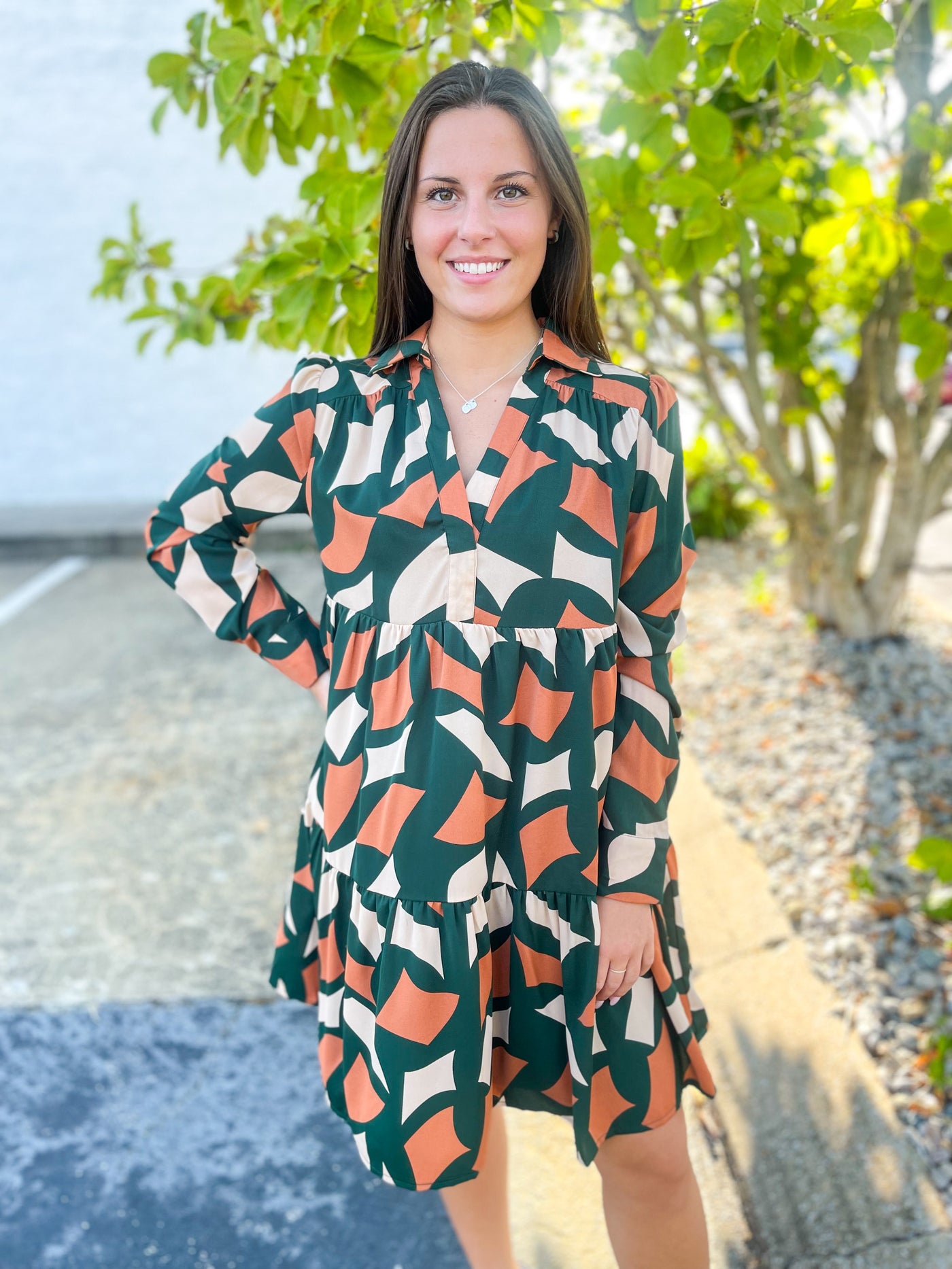 Green Abstract Print Dress