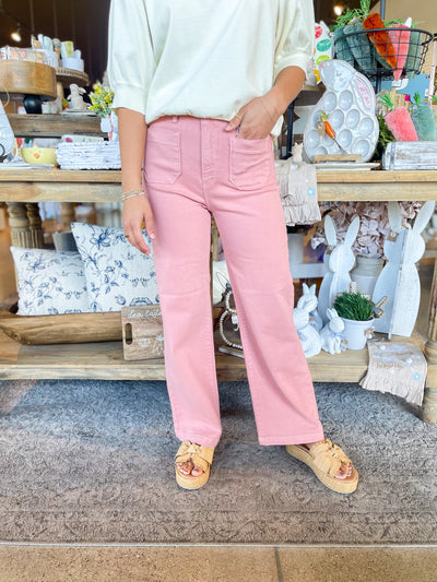 JBD Dusty Coral Patch Pocket Wide Leg Pant