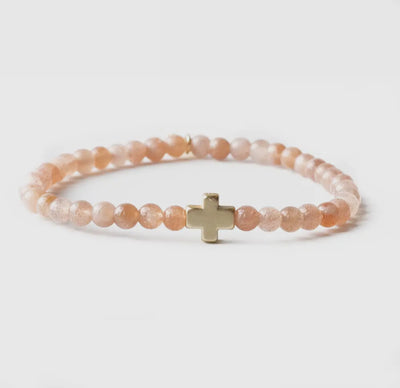 Faith Over Fear Sunstone Cross Bracelet