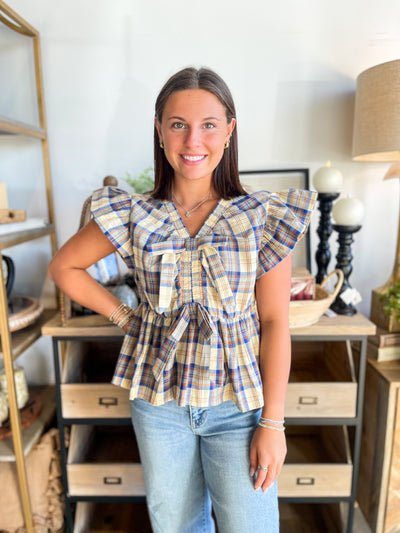 Jodifl Blue Plaid Isla Top
