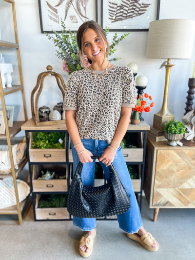 Yanali Taupe Animal Print Blouse