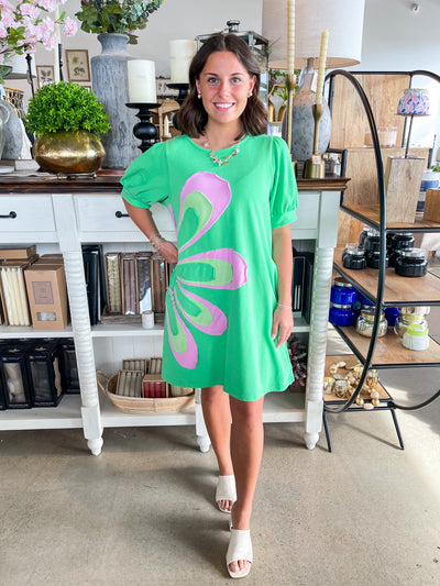 Jodifl Apple Green Flower Dress