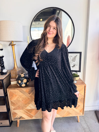 Georgina Black Leopard Dress