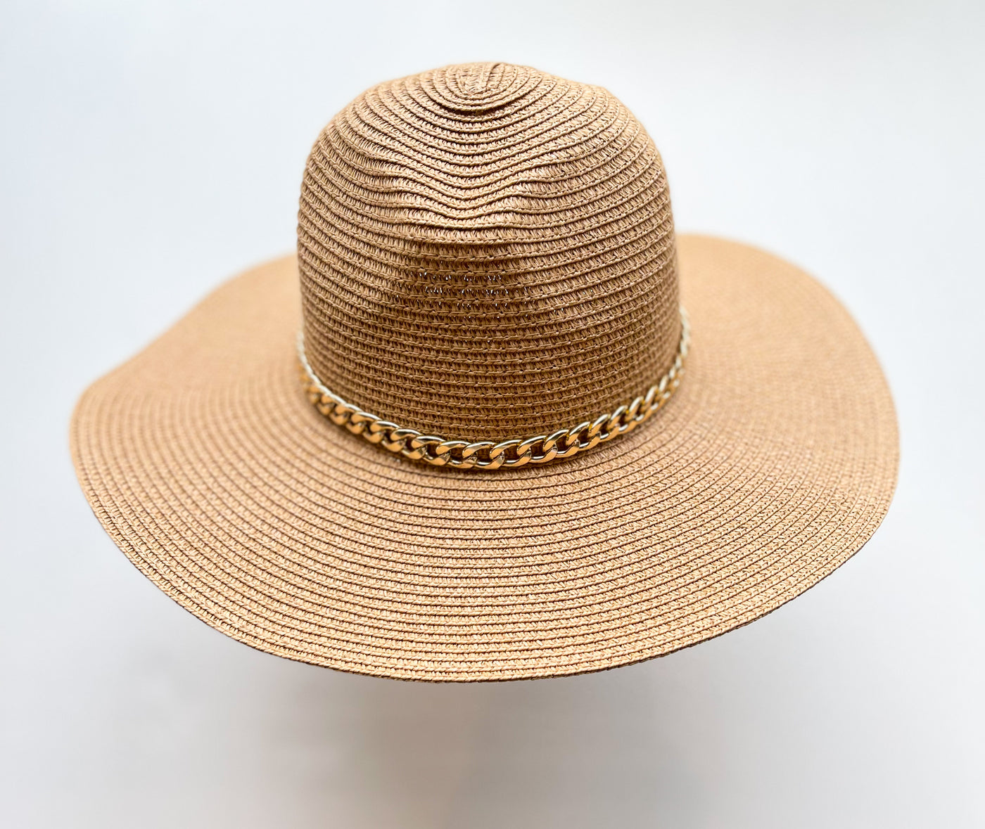 Gold Chain Tan Fedora