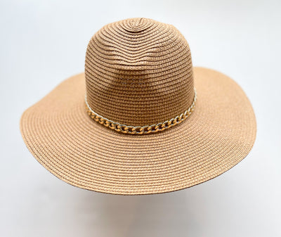 Gold Chain Tan Fedora