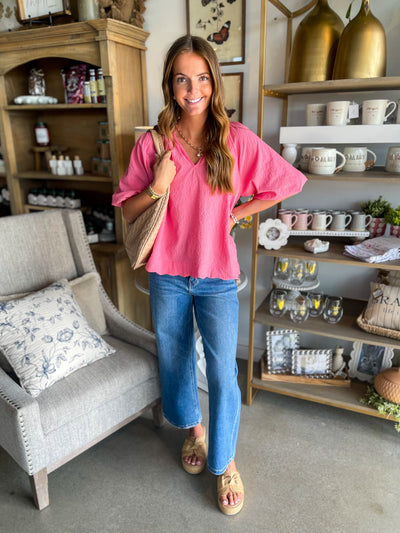 Yvette Umgee Peony Scallop Hem Top