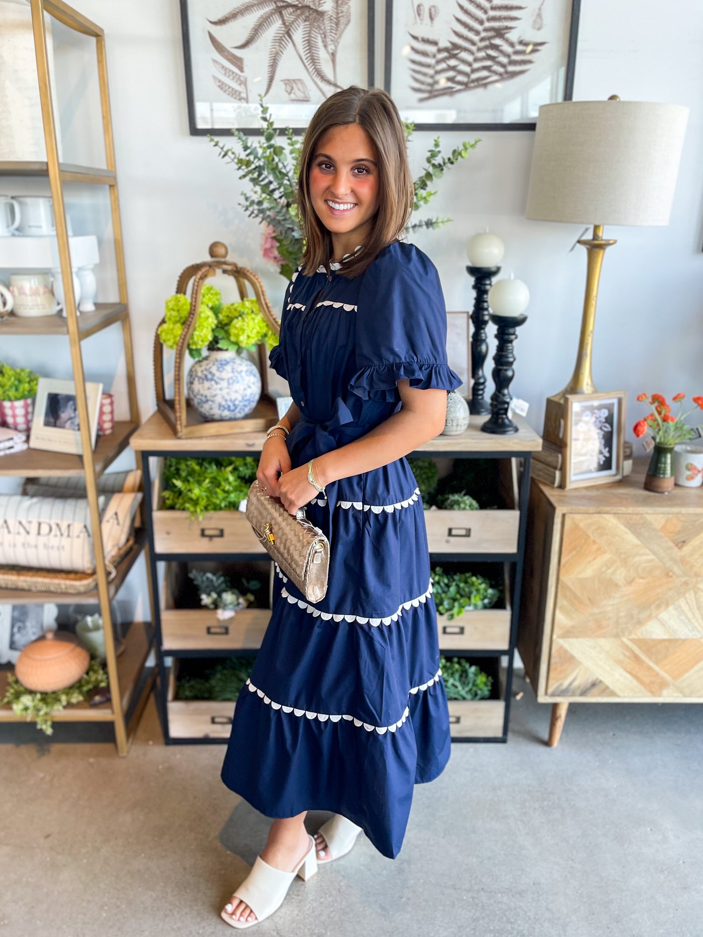 Martina Navy Button Dress