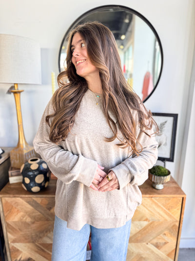 Mocha Olivia Velour Pullover