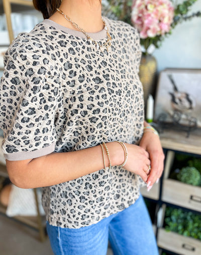 Yanali Taupe Animal Print Blouse