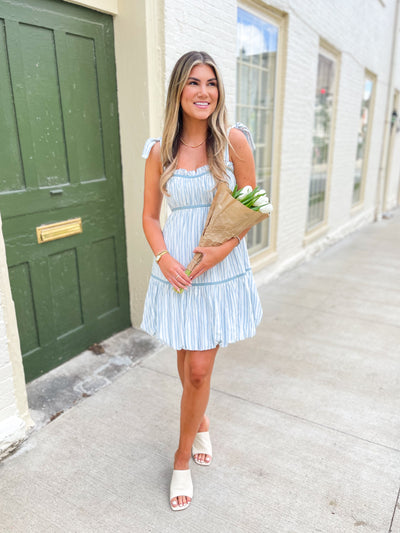 Blue Stripe Jaylen Bubble Dress